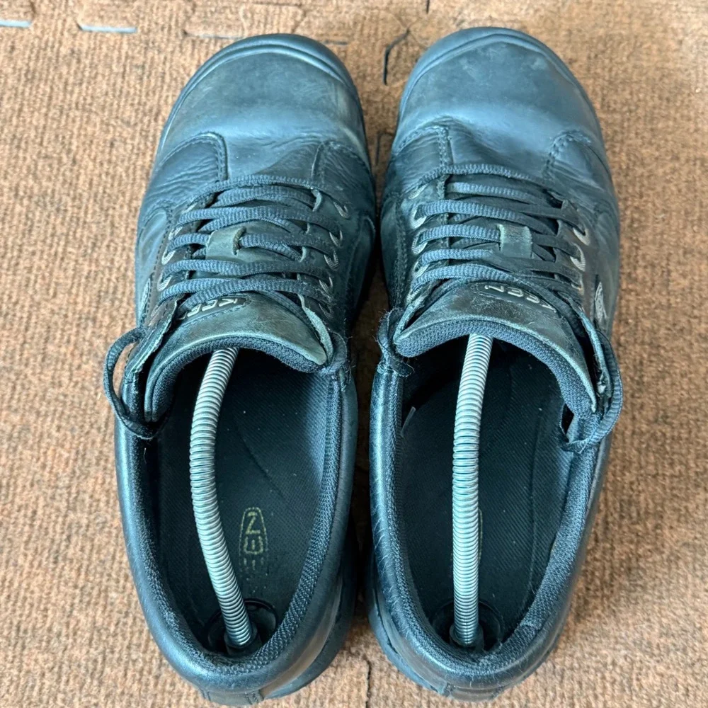 Keen Presidio Mens‎ Black Leather Walking Shoes Low Top Oxfords 1002990 Size 11